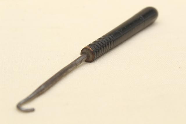 photo of old antique long wood handle button hook for vintage high button shoes or ladies boots #5