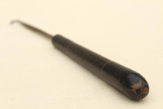 photo of old antique long wood handle button hook for vintage high button shoes or ladies boots #6