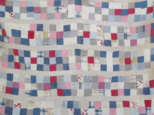 photo of old antique patchwork quilts, shabby cutter quilt lot for crafts / fabric #6