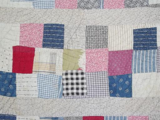 photo of old antique patchwork quilts, shabby cutter quilt lot for crafts / fabric #8