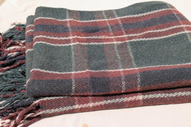 photo of old antique plaid blanket lap robe for buggy or horse drawn sleigh #1