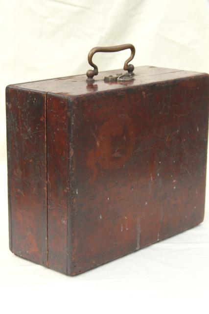 photo of old antique polished wood tool case or camera / scientific instrument box #1