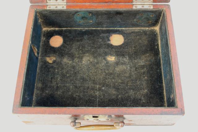 photo of old antique polished wood tool case or camera / scientific instrument box #2