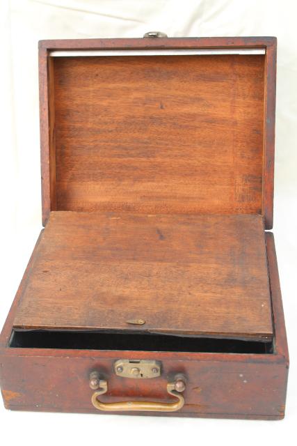 photo of old antique polished wood tool case or camera / scientific instrument box #3