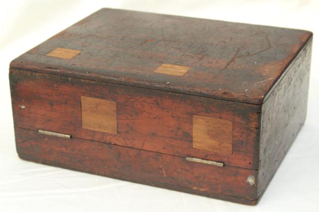 photo of old antique polished wood tool case or camera / scientific instrument box #6