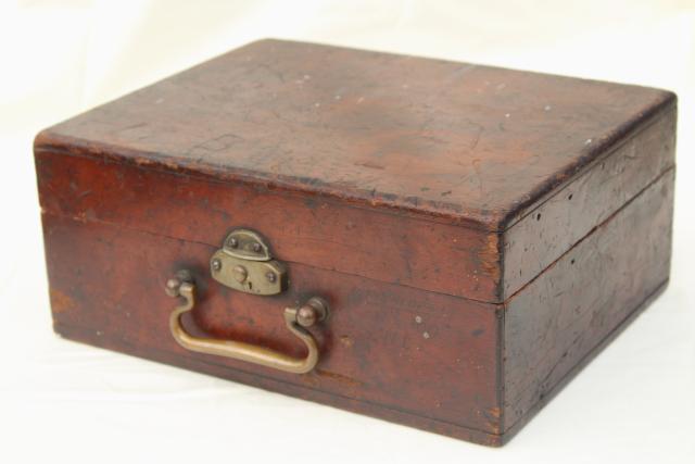 photo of old antique polished wood tool case or camera / scientific instrument box #8