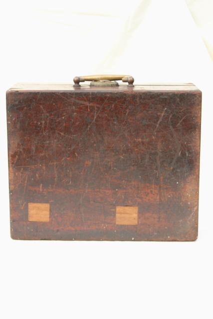 photo of old antique polished wood tool case or camera / scientific instrument box #12