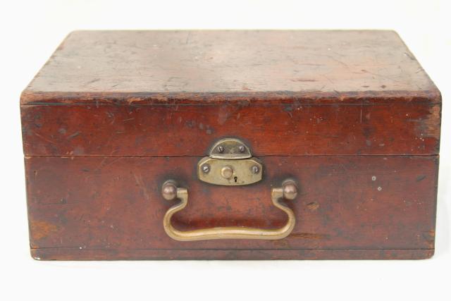 photo of old antique polished wood tool case or camera / scientific instrument box #13