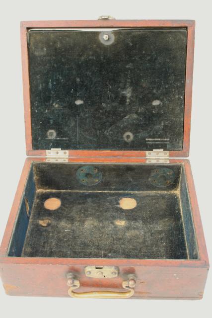 photo of old antique polished wood tool case or camera / scientific instrument box #15