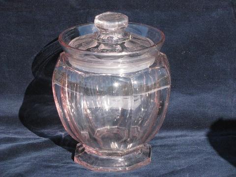 photo of old antique pressed glass store counter jar, old octagon canister, sun purple #1