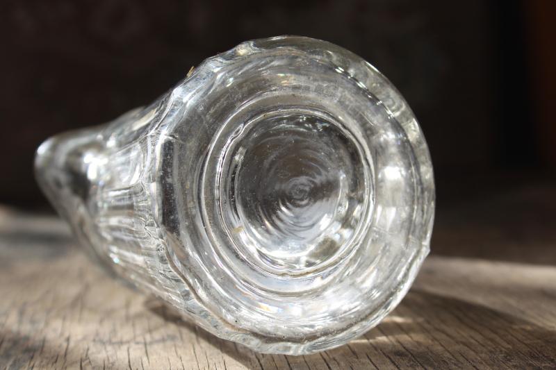 photo of old antique pressed glass syrup pitcher, heavy rib paneled pattern glass #4