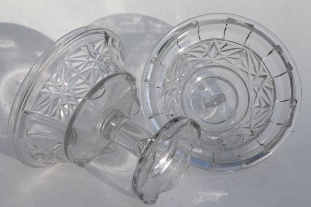 photo of old antique pressed pattern glass comport, EAPG vintage pedestal dish #2