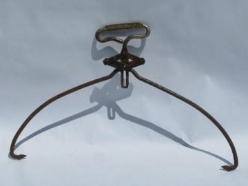 catalog photo of old antique primitive iron ice tongs, vintage Wisconsin Ice & Coal