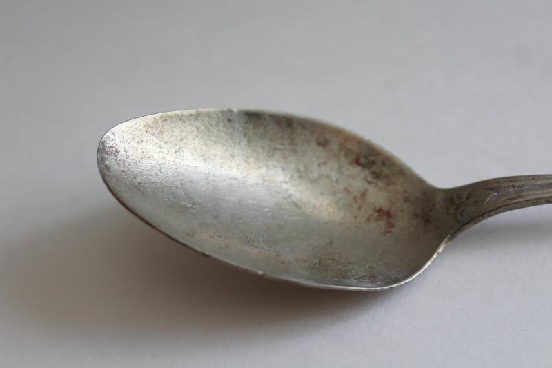 photo of old antique silver plate spoon, engraved script lettering Lizzie #4