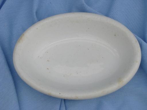 photo of old antique soap dishes, shabby white ironstone china soap dish lot #2