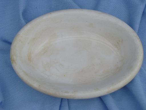 photo of old antique soap dishes, shabby white ironstone china soap dish lot #3