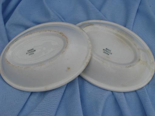 photo of old antique soap dishes, shabby white ironstone china soap dish lot #4