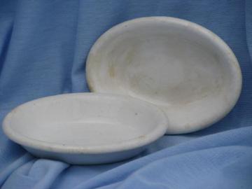 catalog photo of old antique soap dishes, shabby white ironstone china soap dish lot