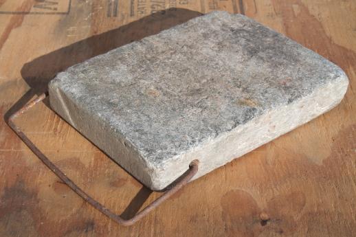 photo of old antique soapstone block foot warmer for sleigh or buggy #1