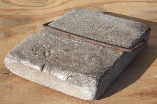 photo of old antique soapstone block foot warmer for sleigh or buggy #4