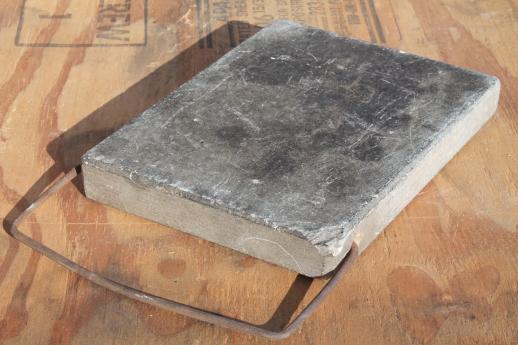 photo of old antique soapstone block foot warmer for sleigh or buggy #1