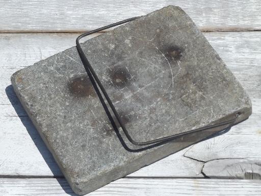 photo of old antique soapstone block  foot warmer  for sleigh or buggy #1