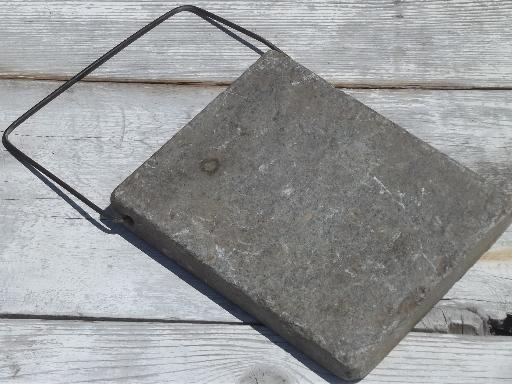 photo of old antique soapstone block  foot warmer  for sleigh or buggy #2