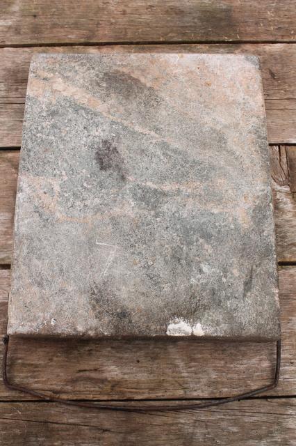 photo of old antique soapstone block foot warmer for sleigh or buggy, Victorian vintage  #4