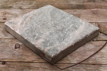 catalog photo of old antique soapstone block foot warmer for sleigh or buggy, Victorian vintage 