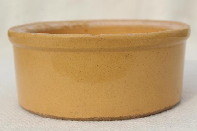 photo of old antique stoneware dog dish, Robinson Ransbottom Roseville pottery crock bowl #3