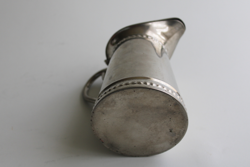 photo of old antique tinned metal pitcher with heart on hinged lid, primitive syrup pitcher  #4