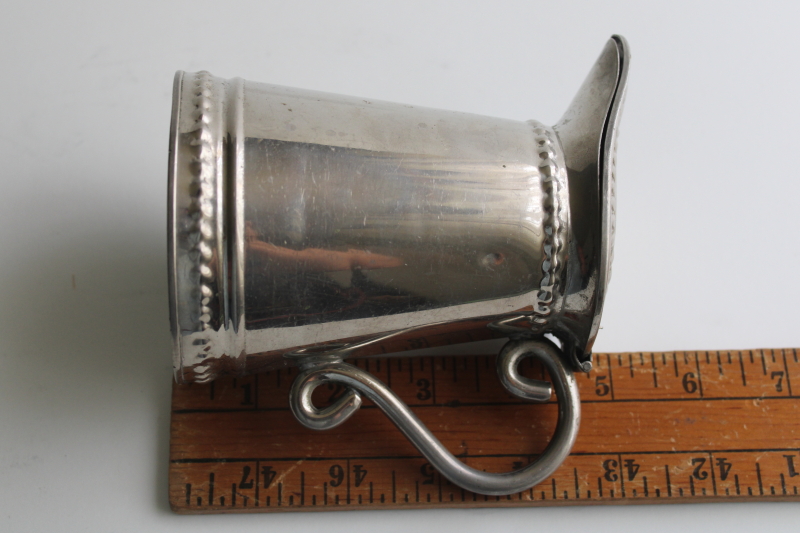 photo of old antique tinned metal pitcher with heart on hinged lid, primitive syrup pitcher  #6