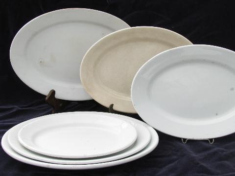 photo of old antique vintage English ironstone china, lot of serving platters #1