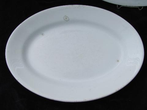 photo of old antique vintage English ironstone china, lot of serving platters #4