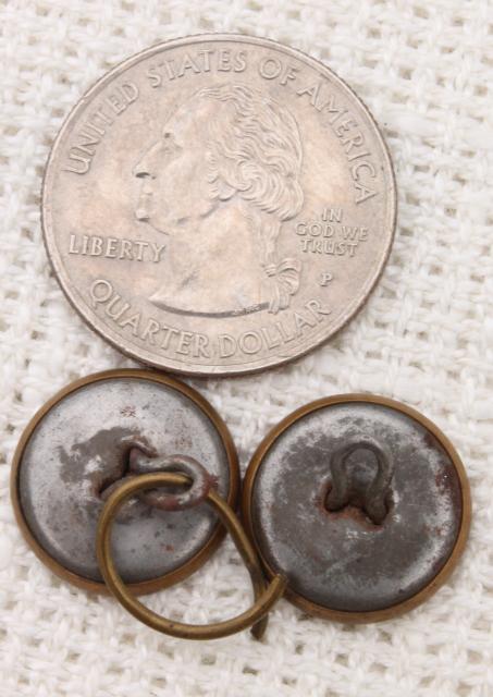 photo of old antique vintage brass metal buttons from work clothes & railroad overalls #3