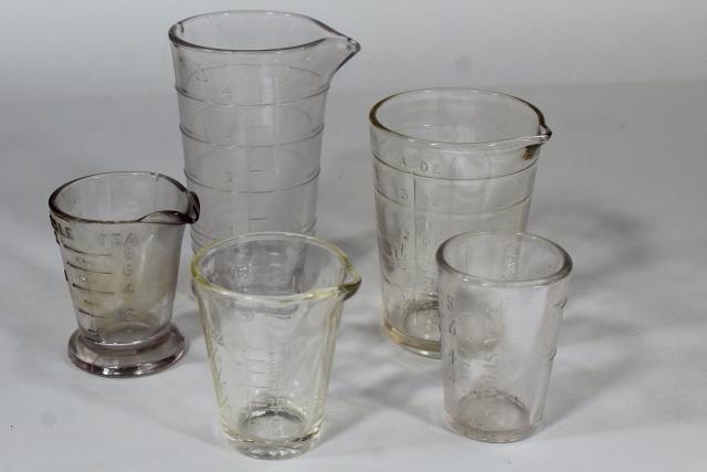 photo of old antique vintage marked measures glass medicine dose glasses collection #1