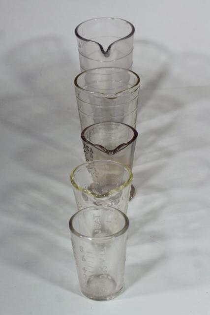 photo of old antique vintage marked measures glass medicine dose glasses collection #3