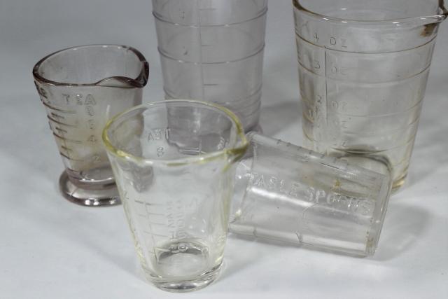 photo of old antique vintage marked measures glass medicine dose glasses collection #4