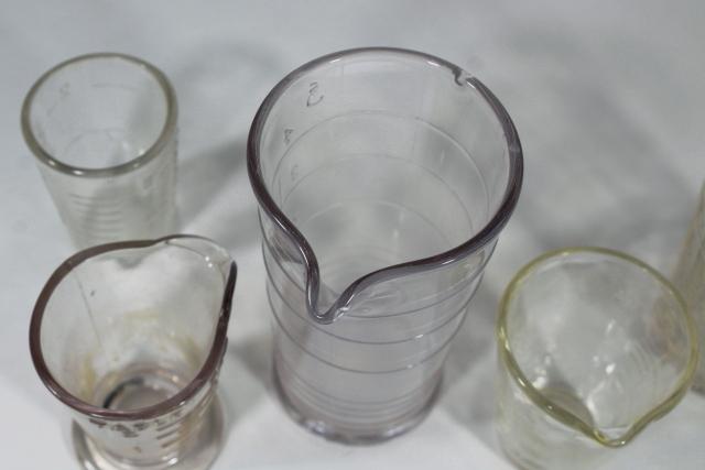 photo of old antique vintage marked measures glass medicine dose glasses collection #7