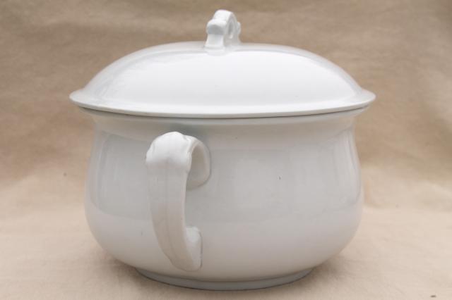 photo of old antique white ironstone chamber pot w/ cover, Alfred Meakin - England porcelain #4