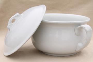 catalog photo of old antique white ironstone chamber pot w/ cover, Alfred Meakin - England porcelain