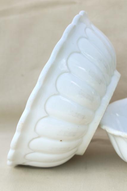 photo of old antique white ironstone china bowls, heavy round fluted bowl stack, 1880s vintage #7