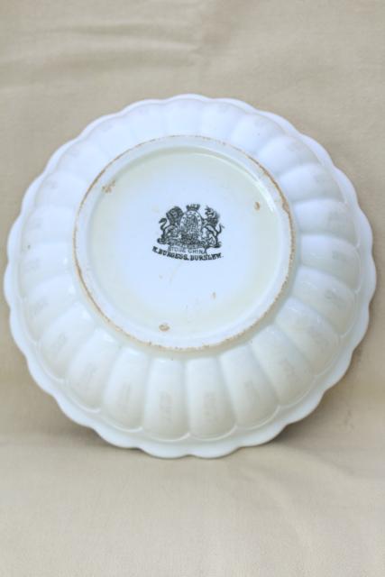 photo of old antique white ironstone china bowls, heavy round fluted bowl stack, 1880s vintage #8