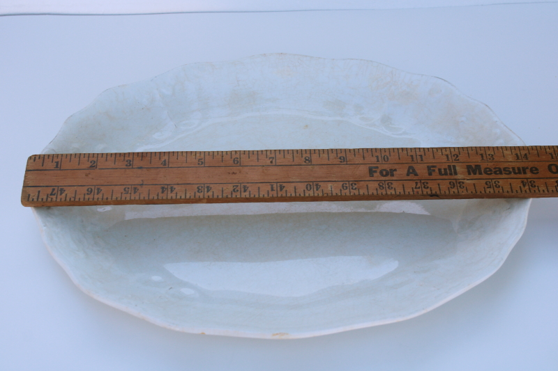 photo of old antique white ironstone china platter, browned stained patina, beautiful crazing  #7