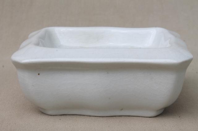 photo of old antique white ironstone china soap dishes, vintage soap dish lot #3