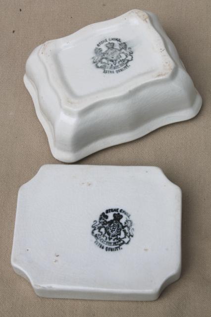 photo of old antique white ironstone china soap dishes, vintage soap dish lot #8