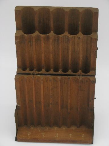 photo of old antique wood cigar mold, vintage Wisconsin tobacco farm primitive #2