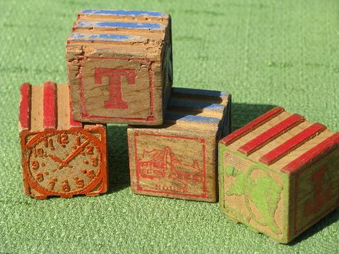 photo of old antique wooden letter blocks, vintage wood alphabet illustrations #3
