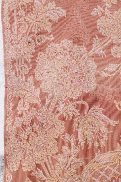 photo of old antique woven cotton jacquard drapery panels, aesthetic vintage portieres, drapes w/ tassels #13