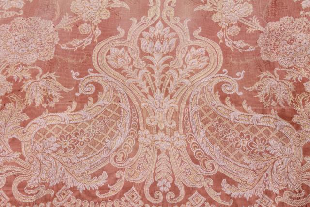 photo of old antique woven cotton jacquard drapery panels, aesthetic vintage portieres, drapes w/ tassels #17